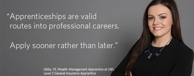Research sooner rather than later apprenticeships are valid routes into professional careers and they shouldn't be ignored